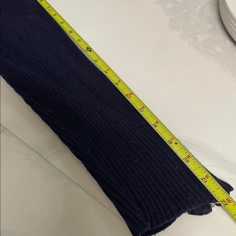 Venus Full Zip Ribbed Cardigan Sweater HiLo Navy Blue Long Slvs